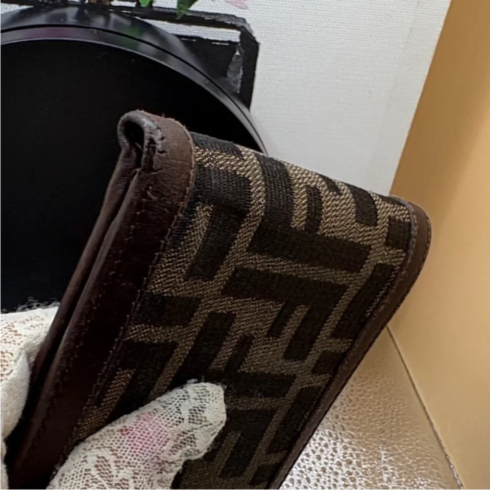 Fendi Black and Brown FF Logo Wallet